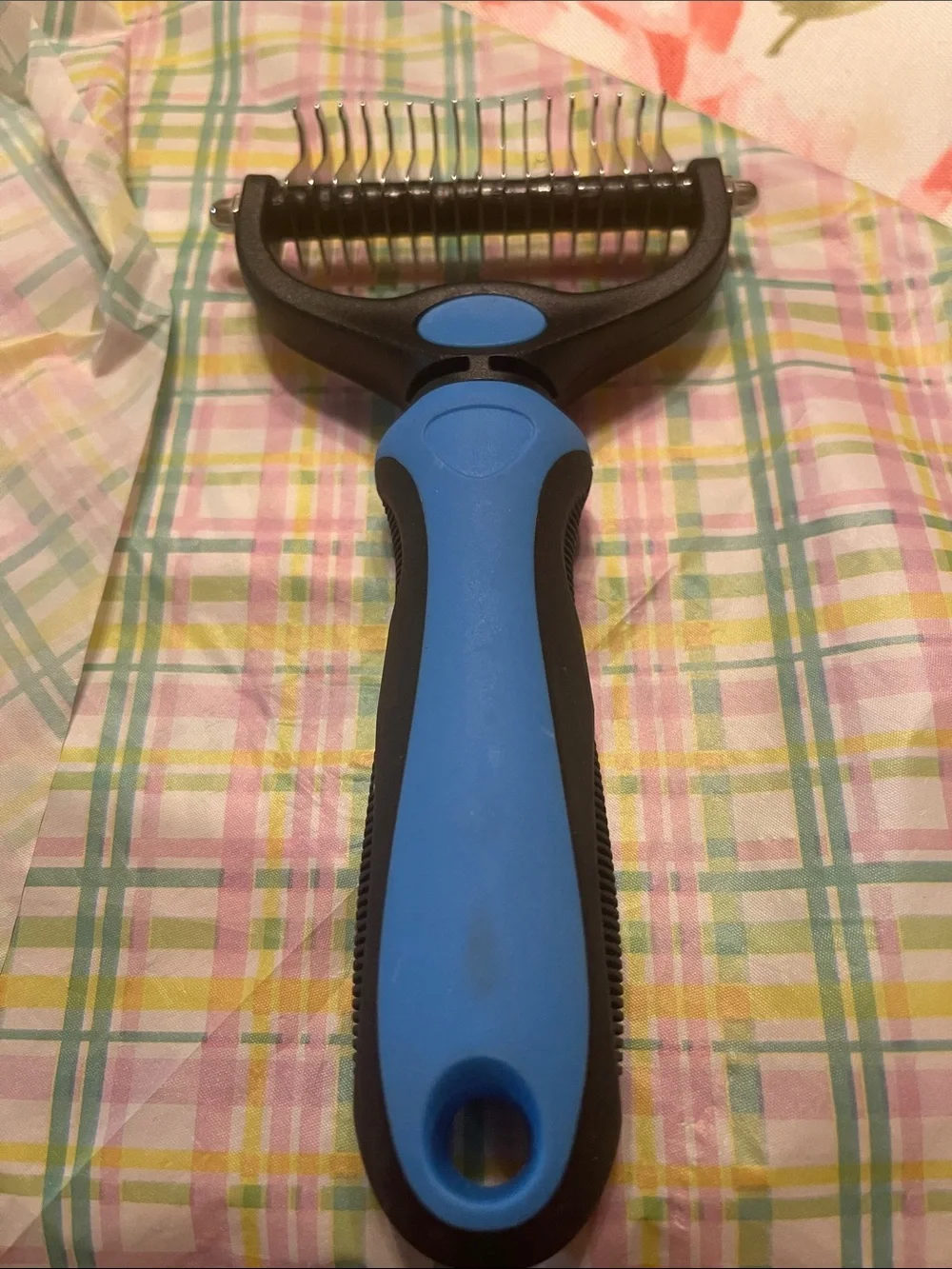 Blue Deshedding Tool for Dog Grooming